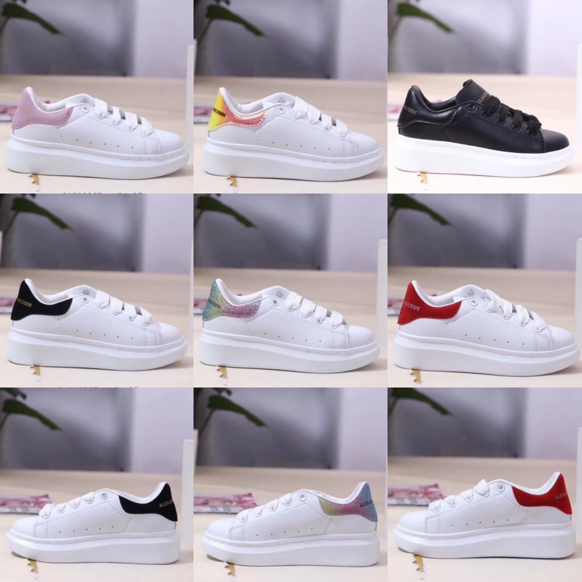 

2022 designer Kids Shoes White Red Black Dream Blue Single Strap outsized Sneaker Rubber Sole AMCQS Soft Calfskin Leather Lace up Trai, 1102