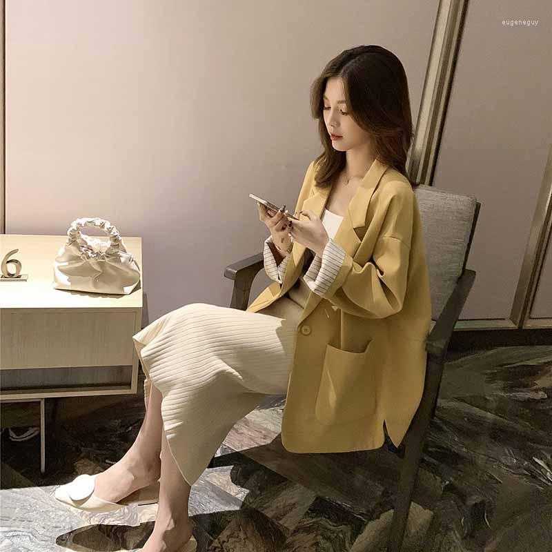 

Women' Suits HStar Blazer Women Coats Spring Autumn Suit Jacket Vintage Korean British Style Chic Casual Blazers Jackets Loose Outerwears, Black
