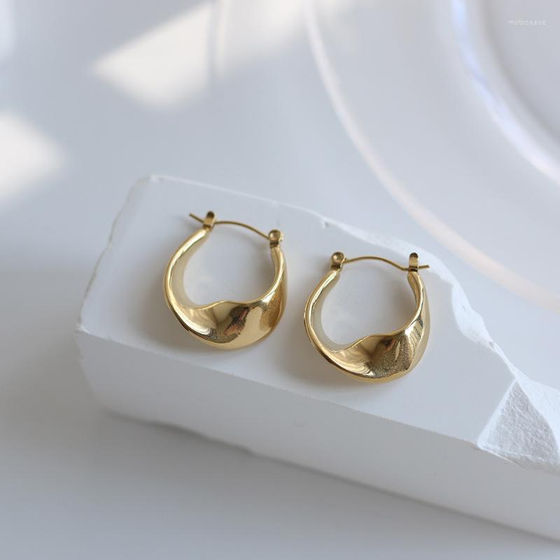 

Stud Earrings Casting Rotating Metal Punk Ear Buckle Ring Korea Titanium Steel Plating 14K Gold Color Women Fashion