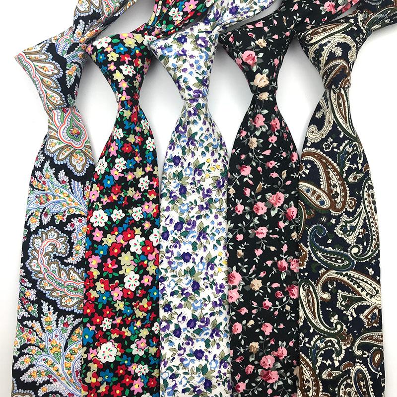 

Bow Ties Cotton Neck Tie For Man Fashion Floral Printed Skinny 6.5cm