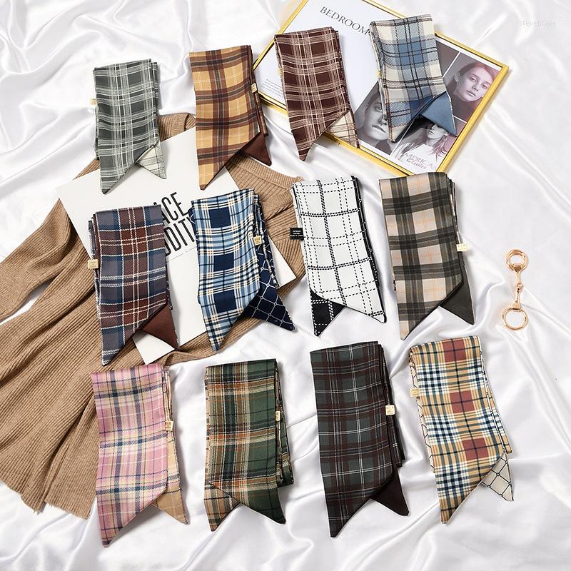 

Scarves French Twill Silk Skinny Scarf 125x6cm Chiffon Black White Zebra Leopard Plaid Print Headband Bag Ribbon Neckerchief Wrist Tie