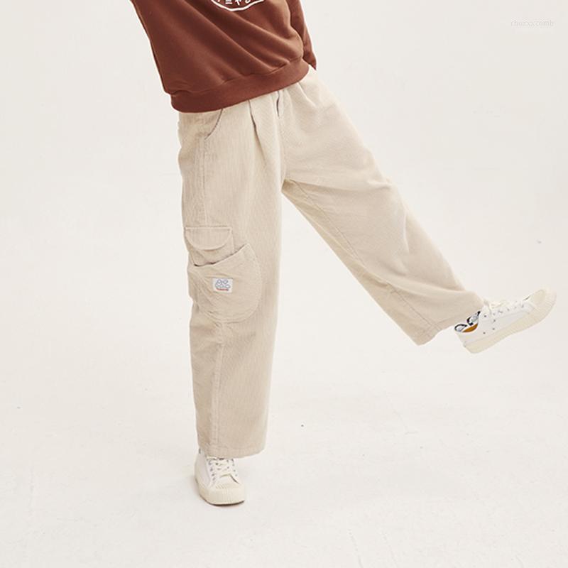 

Women' Pants Women' & Capris Preppy Style Women Spring Corduroy Trousers Straight Pocket Decoration Full Length Casual Pant, Beige