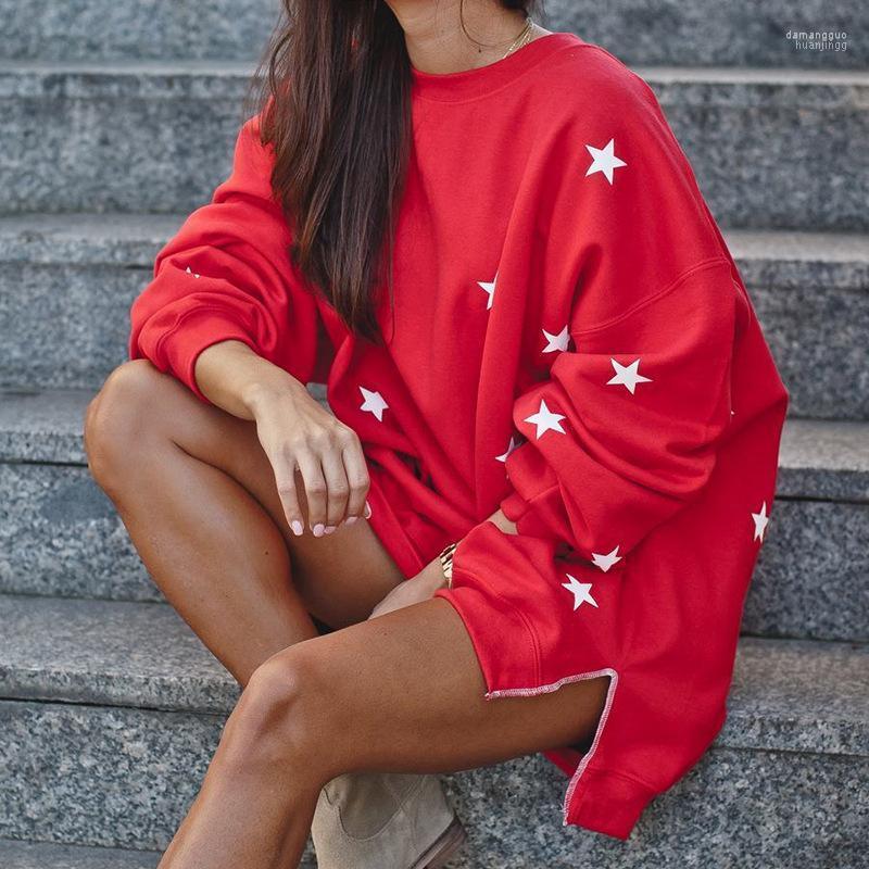 

Women' Hoodies Autumn Woman' Oversize Female Red Black Loose Cotton Stars Thicken Warm Women Sweatshirts Lady Fashion Plus Size