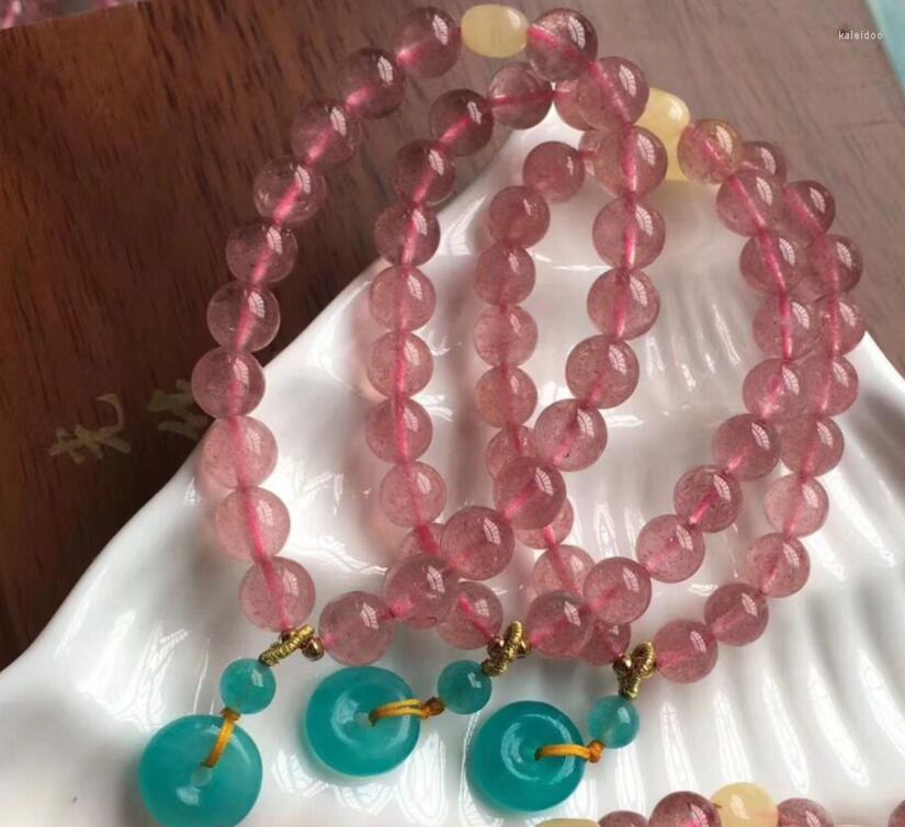 

Charm Bracelets NaturalAmazoniteStrawberry Quartz Crystal Bracelet