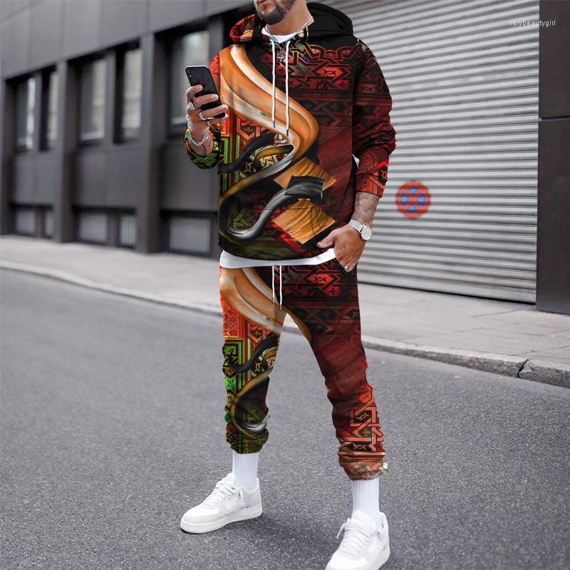 

Men' Hoodies Colorful 3D Print Fleece Jogging Suit Sweatshirts Oversized Streetwear Tracksuit 2023 Autumn Winter Men Hooded Sweatshirt Set