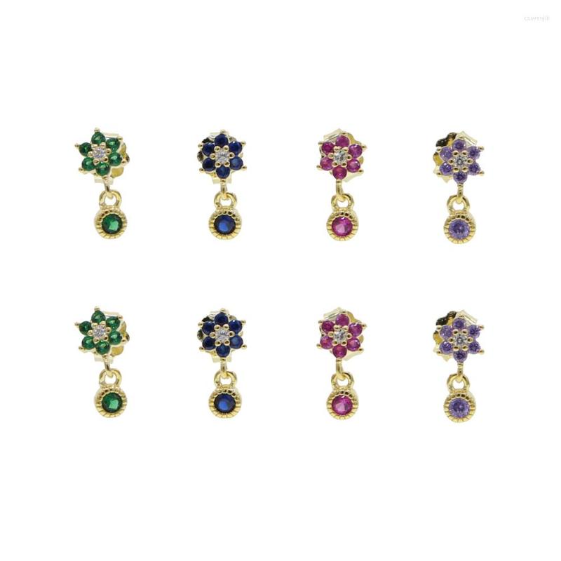 

Dangle Earrings Fashion Style Sweet Colorful Flower For Women Girls Cute Crystal Mini Drop Charm Party Jewelry Gifts