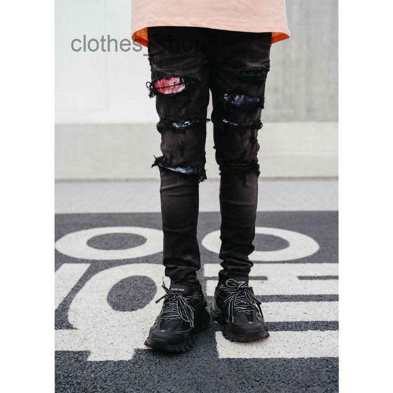 

top brand amirs Jeans mens Jeans designer Jean Ch top original single high street fashion brand washing water black hole cashew nut flow RdP