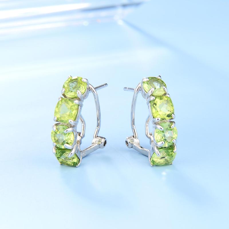

Hoop Earrings GEM'S BALLET Natural Peridot Black Garnet Mystic Topaz Women's 925 Sterling Silver Gemstone Fine Jewelry