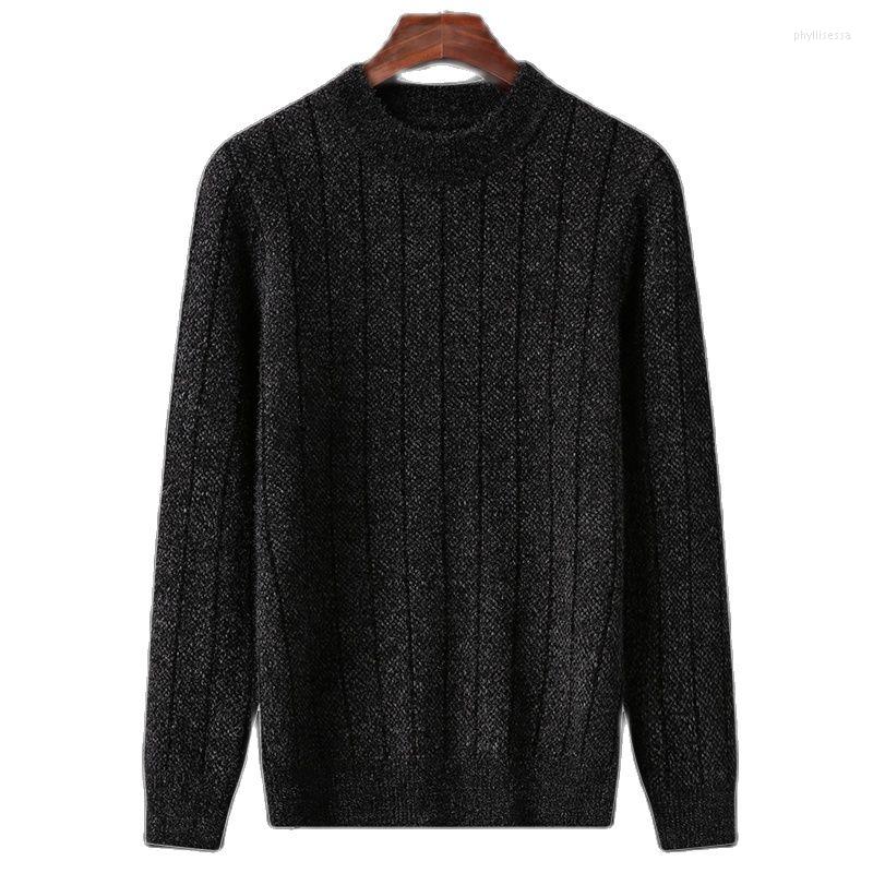 

Men's Sweaters High End Designer 2022 Men's Knitting Pullover Autumn/Winter Round Neck Vertical Stripe Thickened Sweater Luxury Clothing, Green