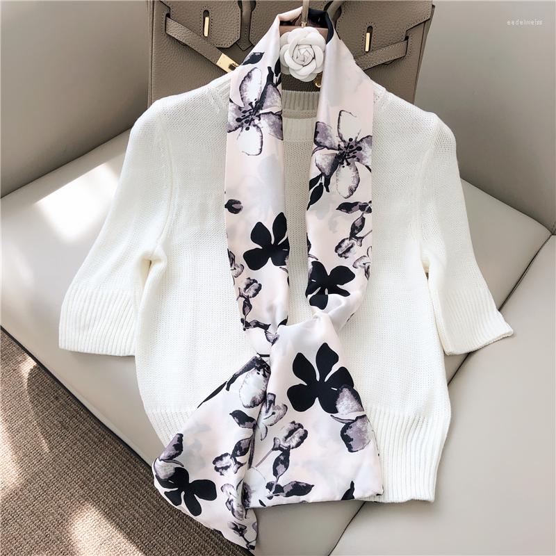

Scarves Japanese Scarf Narrow Long Small Women's Silk Elegant Double Printed Neckerchief For Women Professional Femme Gift