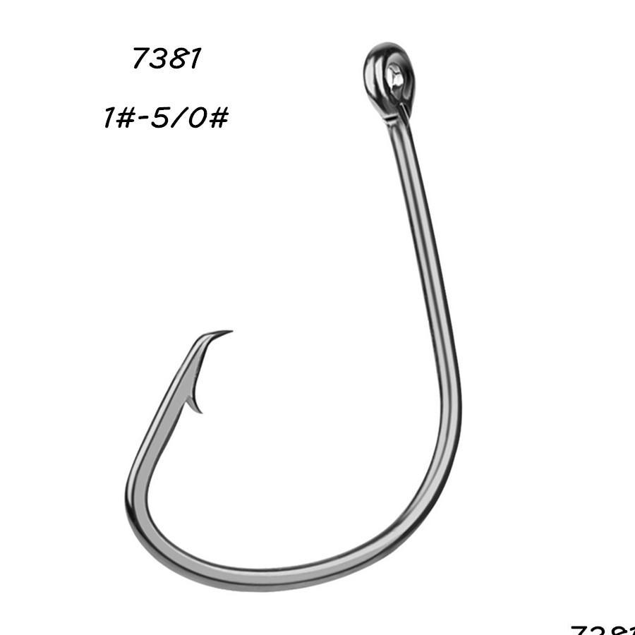 

Fishing Hooks 200Pcs/Lot 6 Sizes 15/0 7381 Sport Circle Hook High Carbon Steel Barbed Fishing Hooks Fishhooks Pesca Tackle Bl47 Drop Dh0Ec