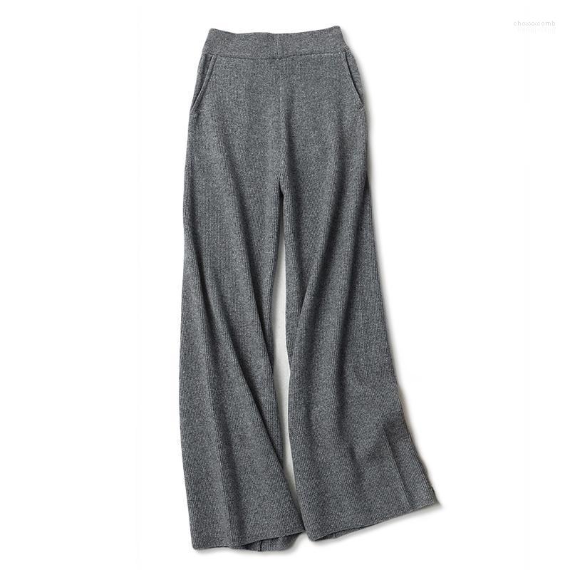 

Women' Pants Women' & Capris 2022 Must Have Women Wool Knit Loose Brioche Stitch All-match Wide Leg Soft Fiool Fall Winter Long, Black