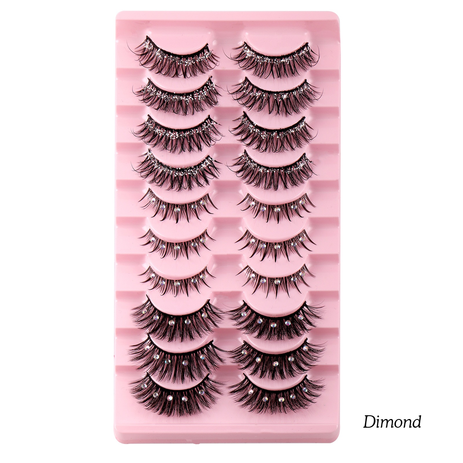 

Multilayer Thick Diamond False Eyelashes with Glitter Powder Naturally Soft and Delicate Handmade Reusable 3D Mink Fake Lashes Full Strip Party Eyelashes