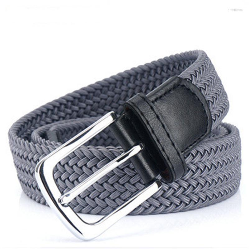 

Belts Pin Buckle Belt Women Men Stretchable Fabric Knitted Strap Casual Female Waistband Jeans For, Black