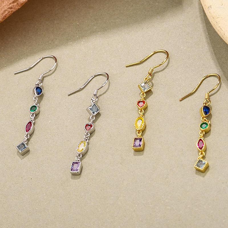 

Hoop Earrings WPB S925 Sterling Silver Women Rainbow Tassel Zircon Colorful Luxury Jewelry Girl Wedding Gift Trend