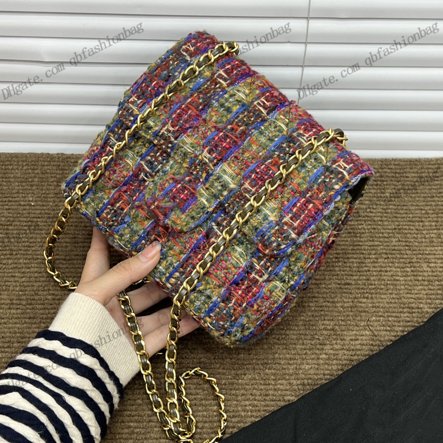 

22 Early Fall Tweed Embroidery Flap Designer Bags Classic Diamond Quilted Gold Metal Hardware Chain Shoulder Crossbody Purse French Women Mini Handbags With Pouch, Box