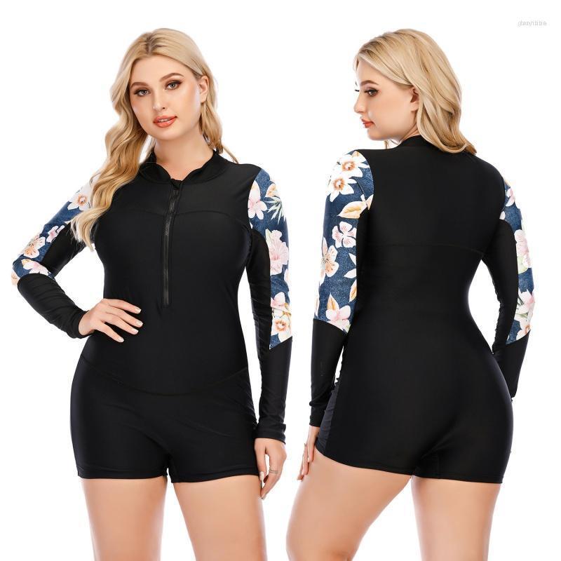 

Women's Swimwear Women's Plus Size One Piece Long Sleeve Surf Suit Sunscreen Women Swimsuit Wetsuit Women's SwimsuitWomen's, Black