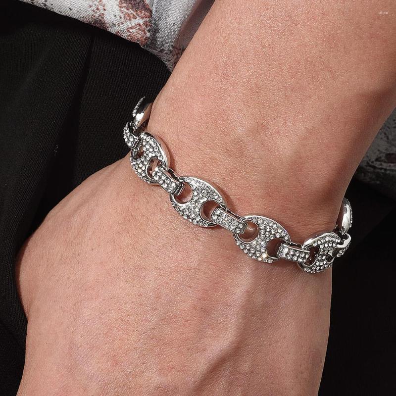 

Link Bracelets Couple Specially Designed For Men Gold Silver Color Inlaid Cubic Zirconia Bracelet Hip Hop Accessories Prom Party