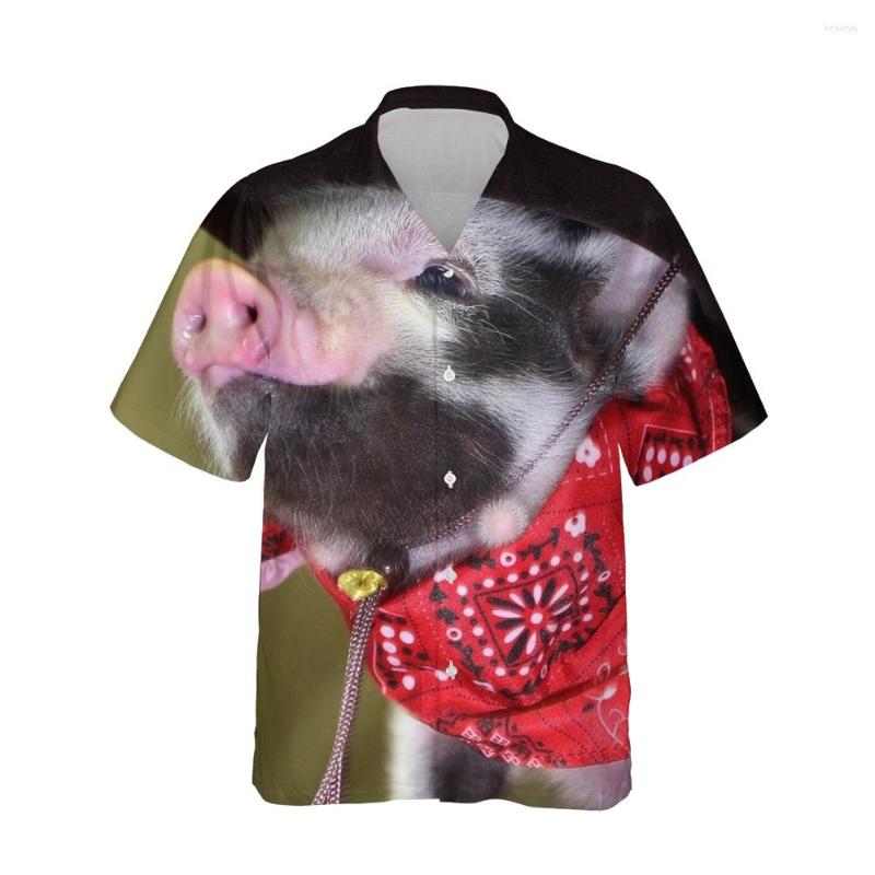 

Men' Casual Shirts 3d Printed Cute Pig Hawaiian Short Sleeve Shirt Men Funny Love Animal For Fashion Loose Oversized Tops 5XL, 04