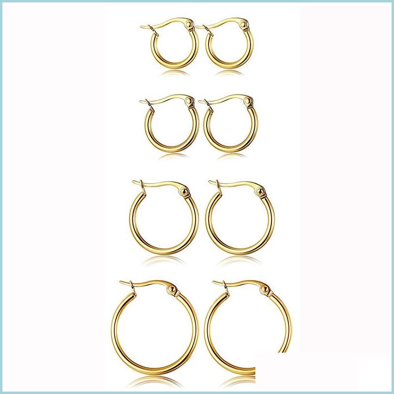 

Hoop Huggie Stainless Steel Hoop Earrings 15Mm60Mm Exaggerated Large Round Buckle Earring For Women Jewelry Accessories Gift Drop D Dhnvx