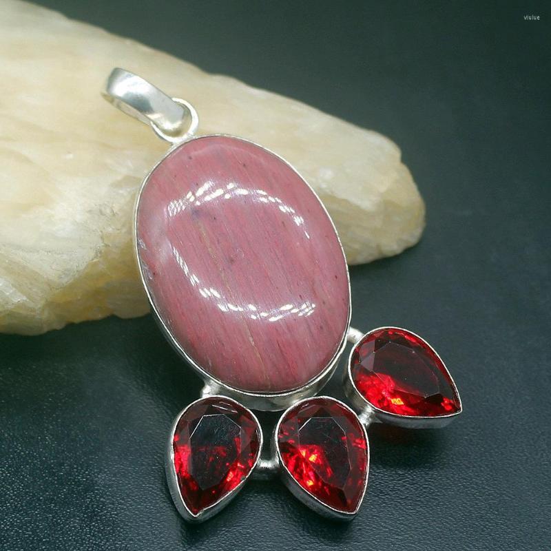 

Pendant Necklaces Gemstonefactory Jewelry Big Promotion 925 Silver Beauty Rhodochrosite Red Garnet Charm Women Ladies Gifts Necklace 0296