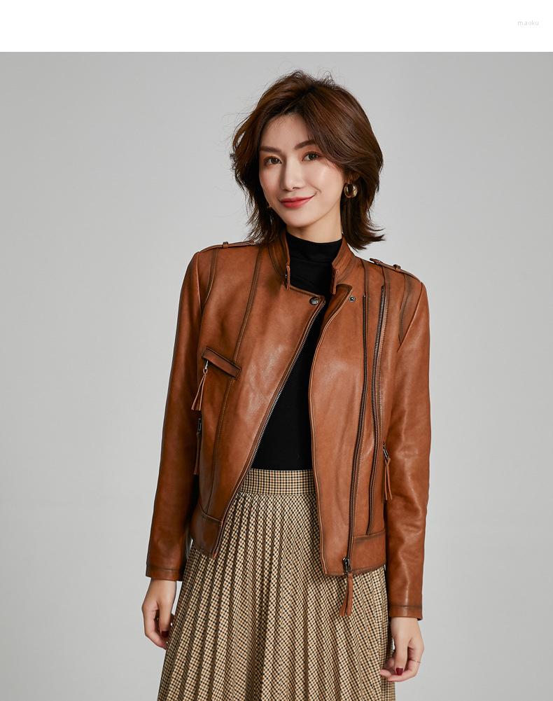 

Women's Jackets Leather Jacket Women's Short 2022 Autumn Versatile Korean Locomotive Sheepskin, Black