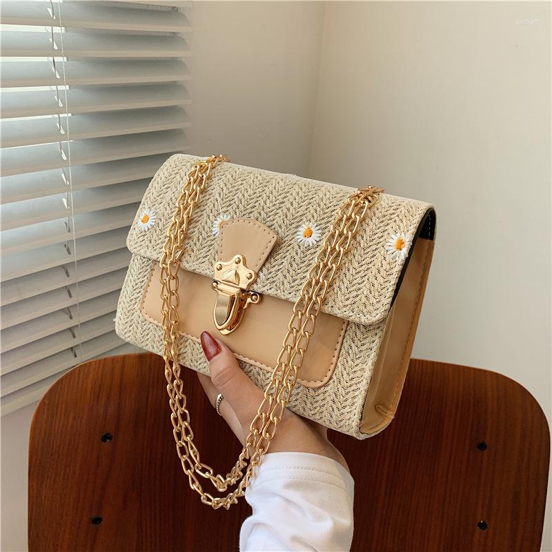 

Evening Bags Women's Bag Summer Woven Small Fashionable Stylish Chain Simple Crossbody Straw For Women, Khaki