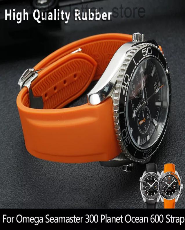 

20mm 22mm Curved End Rubber Silicone Watch Bands For Omega Seamaster 300 Speedmaster Strap Brand Watchband Blue Black Orange W22089384033