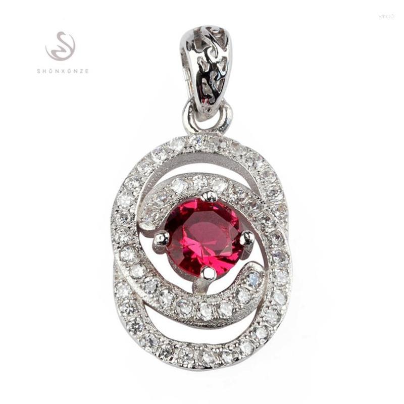 

Pendant Necklaces SHUNXUNZE Christmas Gifts Wedding Pendants For Women Jewelry & Accessories Drop Red Cubic Zirconia Rhodium Plated