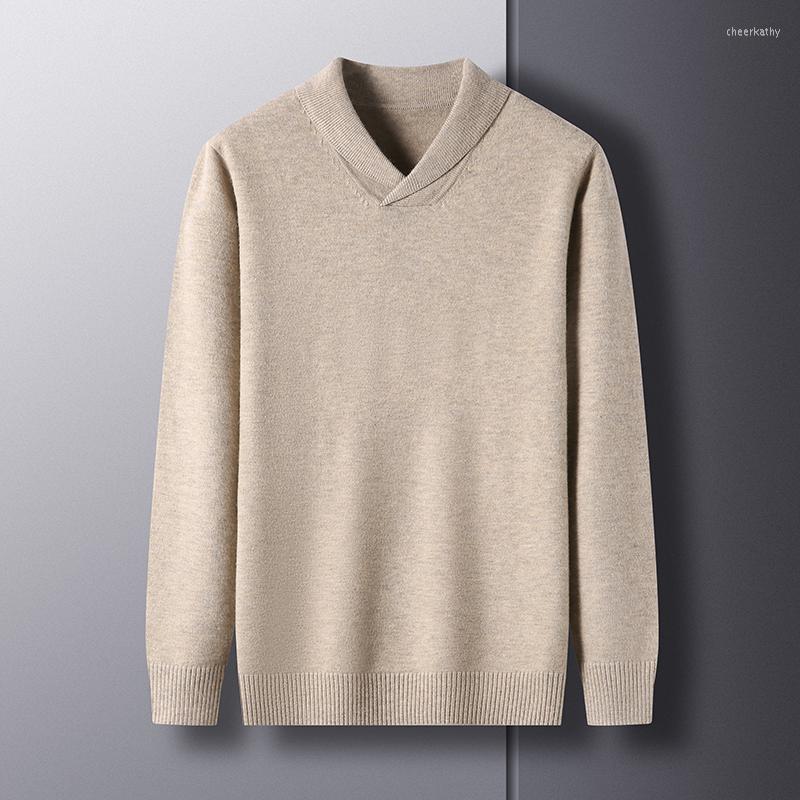

Men's Sweaters High End Designer2022 Men's Knitting Pullover Warm Autumn/Winter Lapel Solid Wool Sweater European Luxury Quality, Black