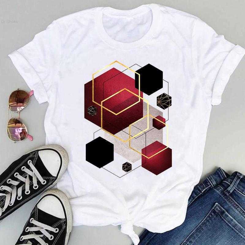 

Women's T-Shirt Women T Shirt Short Sleeve 90s Style 2022 Fashion Geometry Cartoon Summer Graphic Print Tops Tee Female Tshirts Clothes, 37441