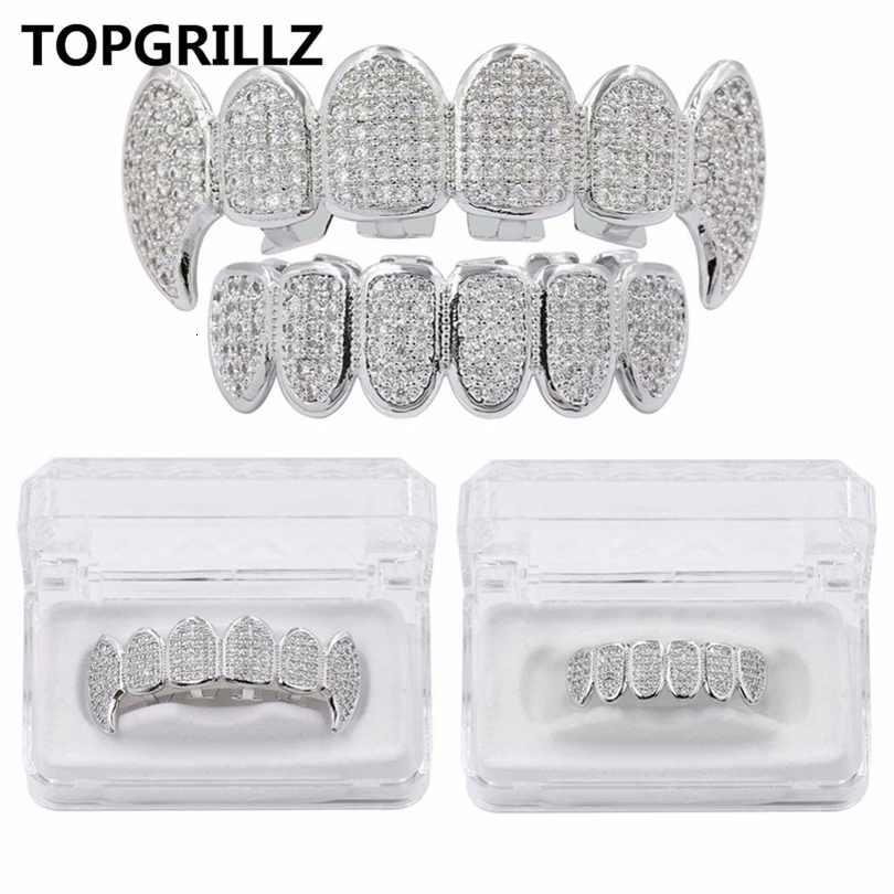 

Pendant Necklaces TOP Fit Silver Plated CZ Micro Pave Top Bottom GRILL SET Rhodium Teeth Grills Tooth 221109