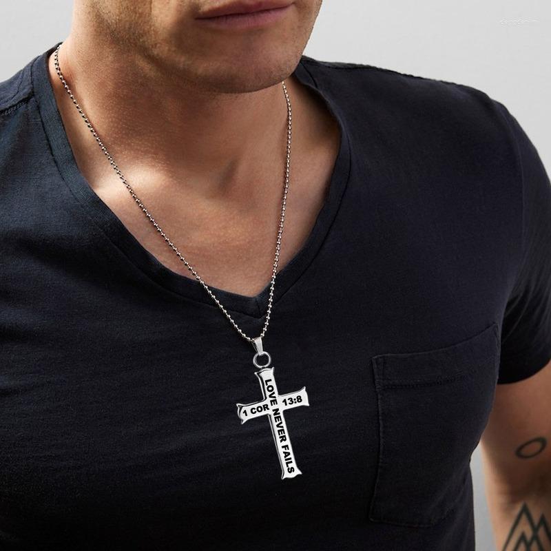 

Pendant Necklaces Cuban Chain Men And Women Titanium Steel Cross Necklace Stainless Bible Verse Puerto Rico Pagan Buddha