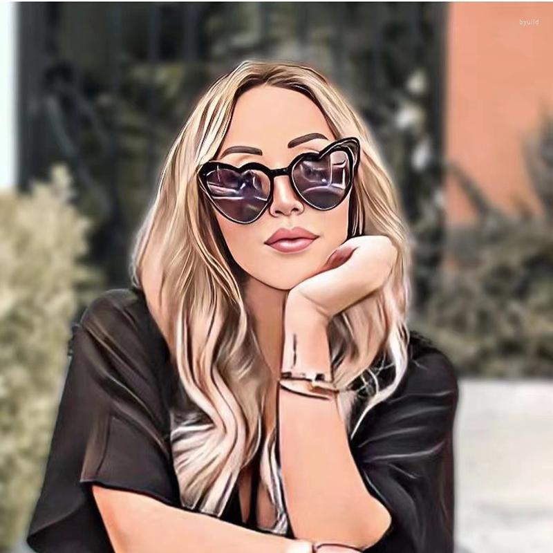 

Sunglasses 2022 Style Tortoiseshell Effect Acetate Heart Shape Women Fashion Weird Frame