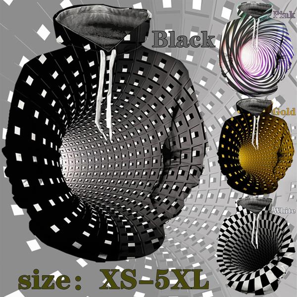 

Men's Hoodies 2022 Men 3D Printing Black And White Vertigo Hypnotic Unisxe