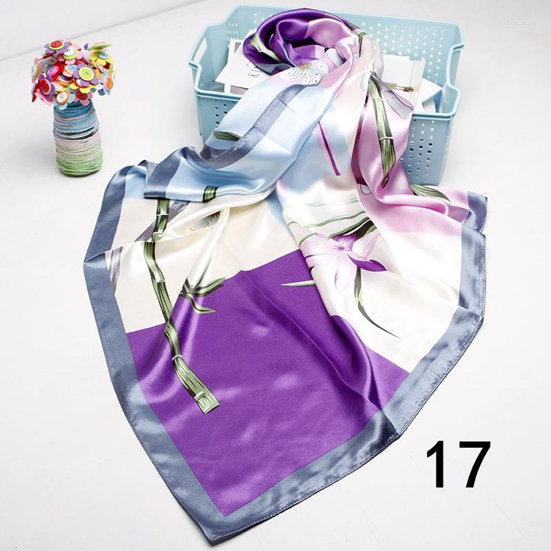 

Scarves Satin Silk Square Scarf 90 90cm Women Neckerchief Summer Soft Head Hijab For Female Foulard Headband