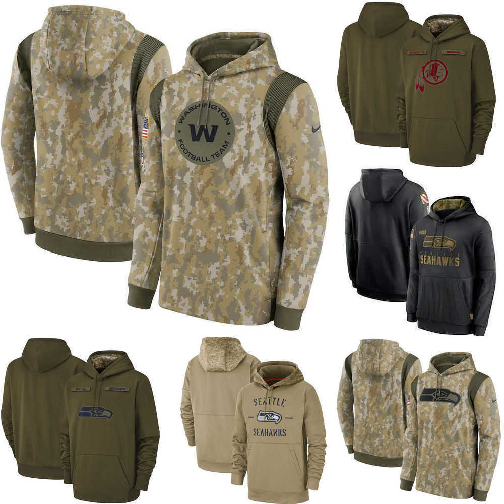 Jersey Washington''Seattle''Seahawks''Football Team Men Women Youths Camo Football Hoodie Wear 2021 Salute To Service Therma Performance Pullover