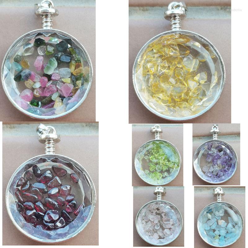 

Pendant Necklaces Faceted Crystal Tourmaline Garnet Bottle Round Bead 1pcs WFH997