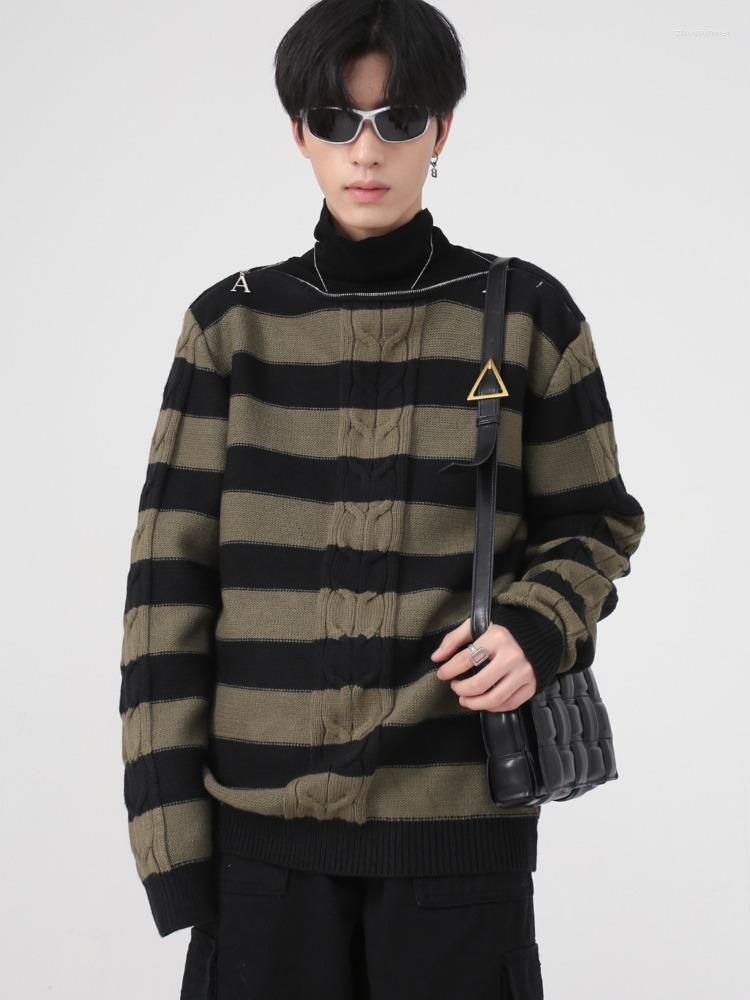 

Men's Sweaters SYUHGFA Men's Wear 2022 Autumn Winter Suqare Collar Loose All-match Korean Streetwear Oversized Kintted Sweater Pullover, Green