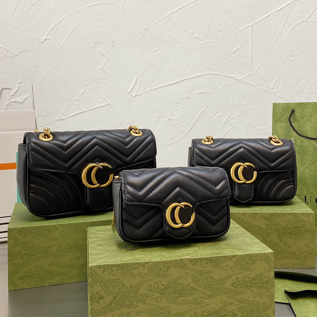 

designer bags handbag tote bag Women Fashion Marmont Classic Cross body 3 Sizes Luxuries Genuine Leather 2 G With Serial Number 2022 new items 0001, Original box(not sold separately)
