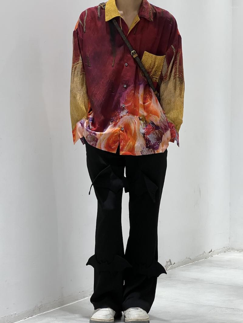 

Men's Casual Shirts Cs024 Fashion Men's 2022 Runway Luxury European Design Party Style Clothing, Red