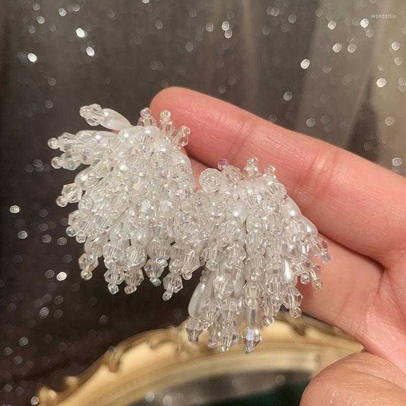 

Dangle Earrings Crystal Drop For Women Exaggerated Bridal Elegant White Flower Wedding Jewelry Gift