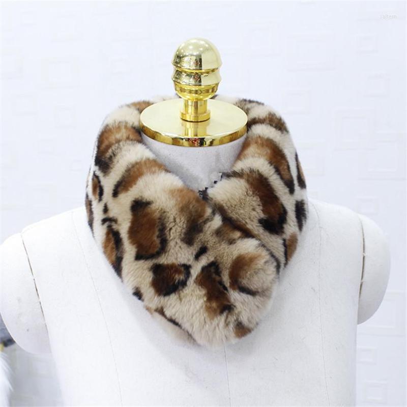 

Scarves Soft Warm Winter Real Rex Fur Scarf Neck Foulard Shawls Wraps Lady Fashion Leopard Print R12