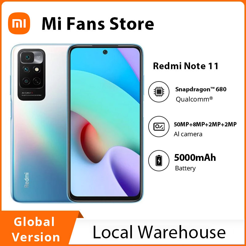 

Global version Xiaomi Redmi Smartphone Note 11 Star blue 6GB 128GB 90HZ Snapdragon 680 Octa Core 33W Pro Fast Charging 50MP Quad Camera