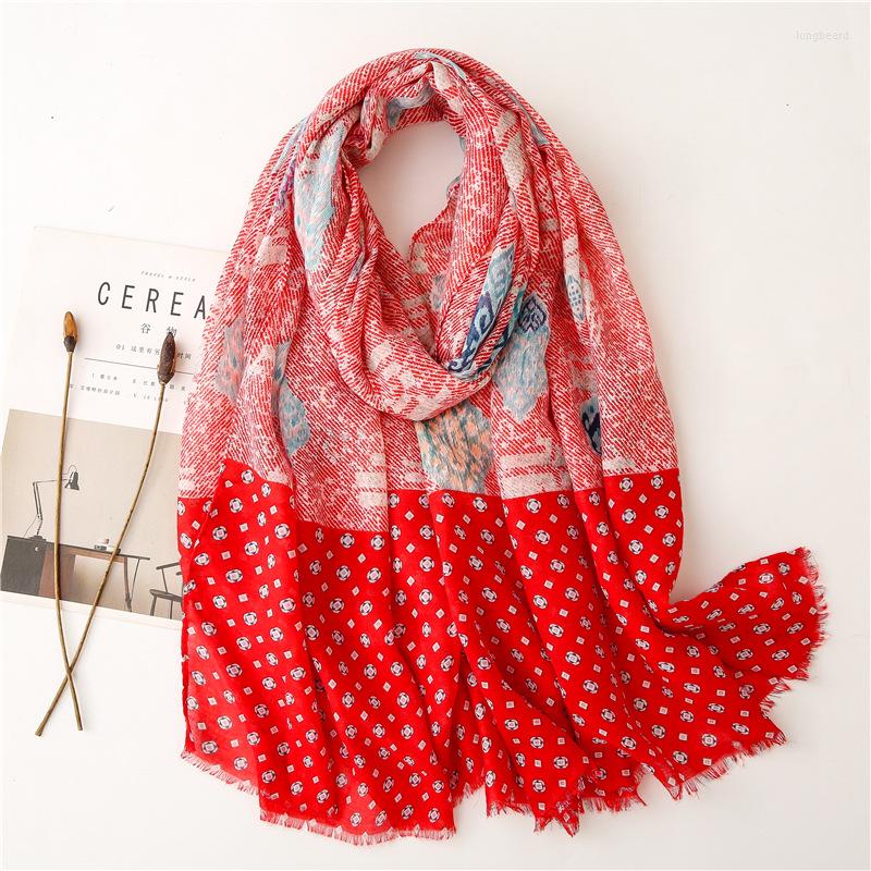 

Scarves Spain Fashion Autumn Women Viscose Scarf Lovely Floral Patchwork Hijab Shawls And Wraps Female Foulards Echarpe Muslim 180 90Cm