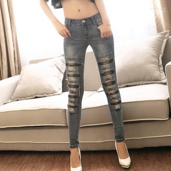 

Women' Pants Women' & Capris Autumn Fashion Boyfriend Vintage Women Patchwork Hole Jeans Female Skinny Stretch Jean Ladies Pencil, Photo color