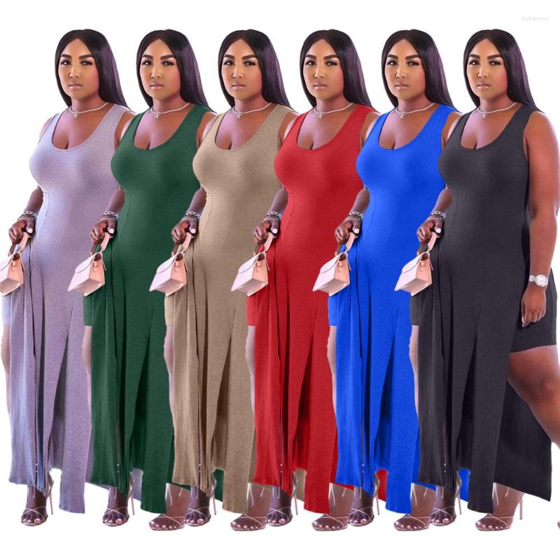 

Women' Tracksuits Women Clothing Two Piece Set Pure Color Sexy Vest Splits Fashion X-long Casual Street Wear Shorts Sets Wholesale Drop, Black