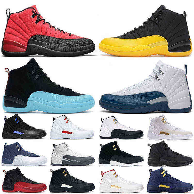 

men Outdoor shoes jumpman 12s 12 Reverse Flu Game Royal Utility Gamma Blue University Gold Indigo Michigan mens trainers sports sneakers, Box
