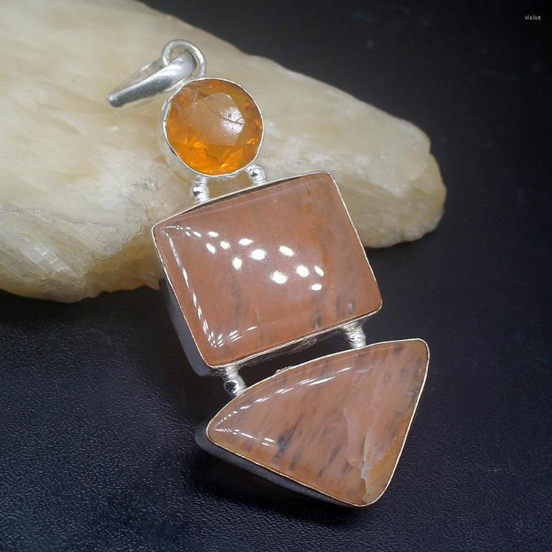 

Pendant Necklaces Gemstonefactory Jewelry Big Promotion Single Unique 925 Silver Orange Quartz Gold Topaz Citrine Women Lady Necklace 0249