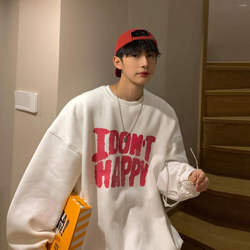 

Men's Hoodies Legible Autumn Korean Style Oversize Mens Sweatshirt Letter Printed Pullovers Male Loose Man, Black